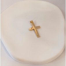 ΓΥΝΑΙΚΕΙΟΣ ΣΤΑΥΡΟΣ ΧΡΥΣΟ (ΑΡΙΣΤΕΡΑ) ΛΕΥΚΟ (ΠΕΤΡΕΣ ΖΙΡΓΚΟΝ) (ΔΕΞΙΑ) K14 CRWG99